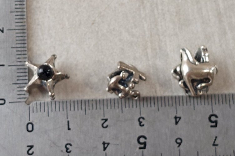 Paire de charms, chevaux + foi + capricorne, Trollbeads  , en argent massif ^