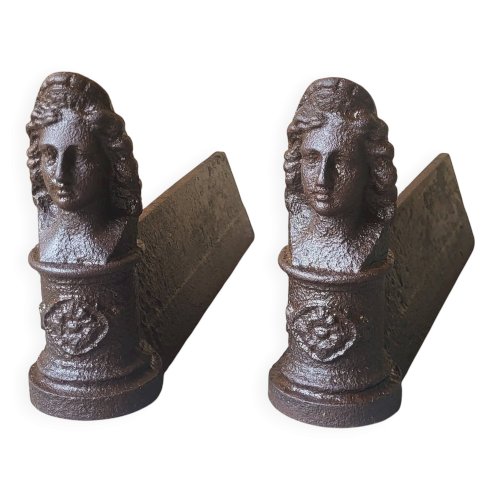 Paire de chenets en fonte XIXème