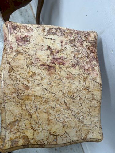 Paire de chevets marqueté de style Louis XV Dessus marbre XX siècle