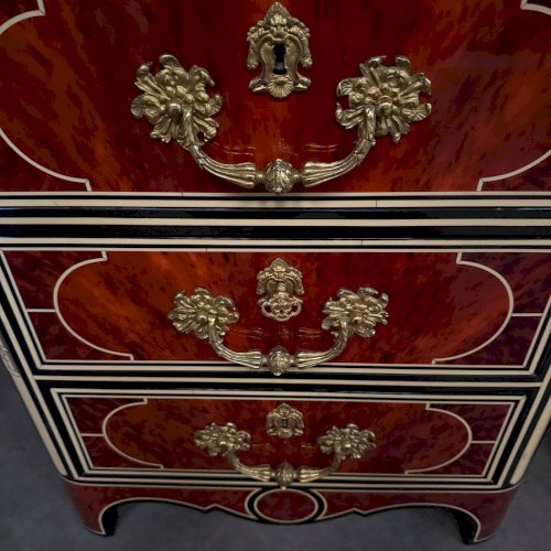 Paire de commodes maison Jansen vers 1960 poignées en bronze L9501