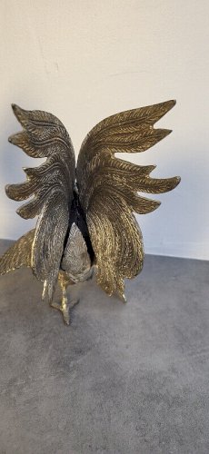 PAIRE DE COQS EN METAL ARGENTE