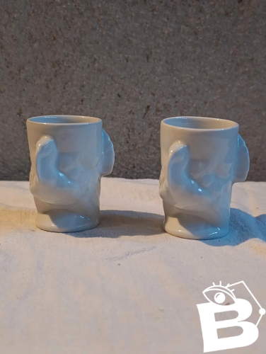 paire de coquetier porcelaine en forme de dindon en bon etat