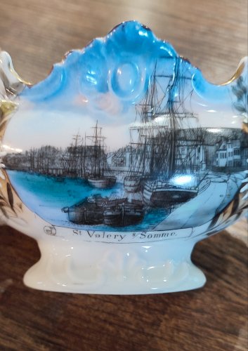 Paire de coupes faïence ancienne "St-Valery-sur-Somme" 1930