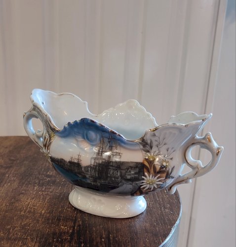 Paire de coupes faïence ancienne "St-Valery-sur-Somme" 1930