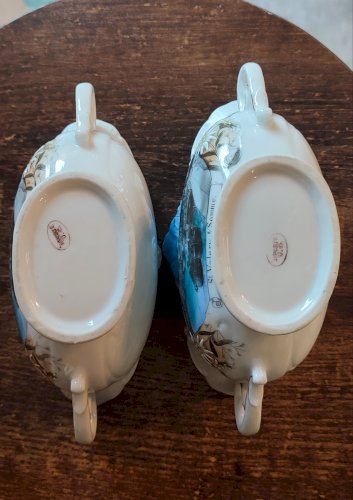 Paire de coupes faïence ancienne "St-Valery-sur-Somme" 1930