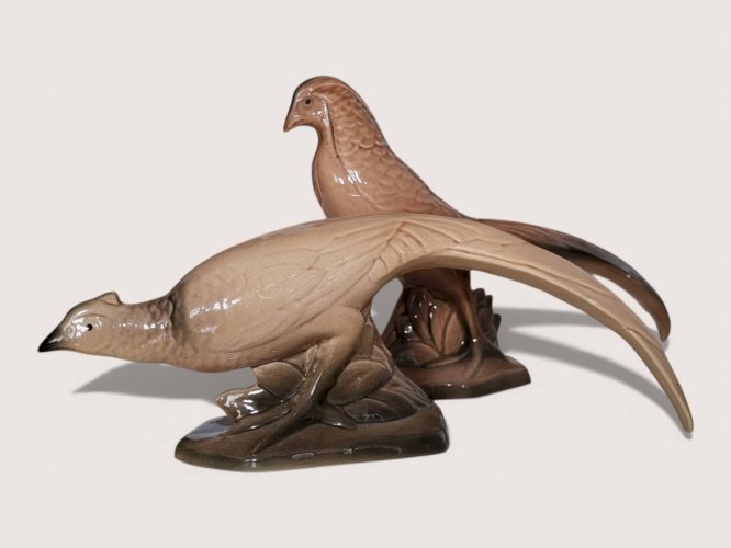 Paire de faisans en céramique