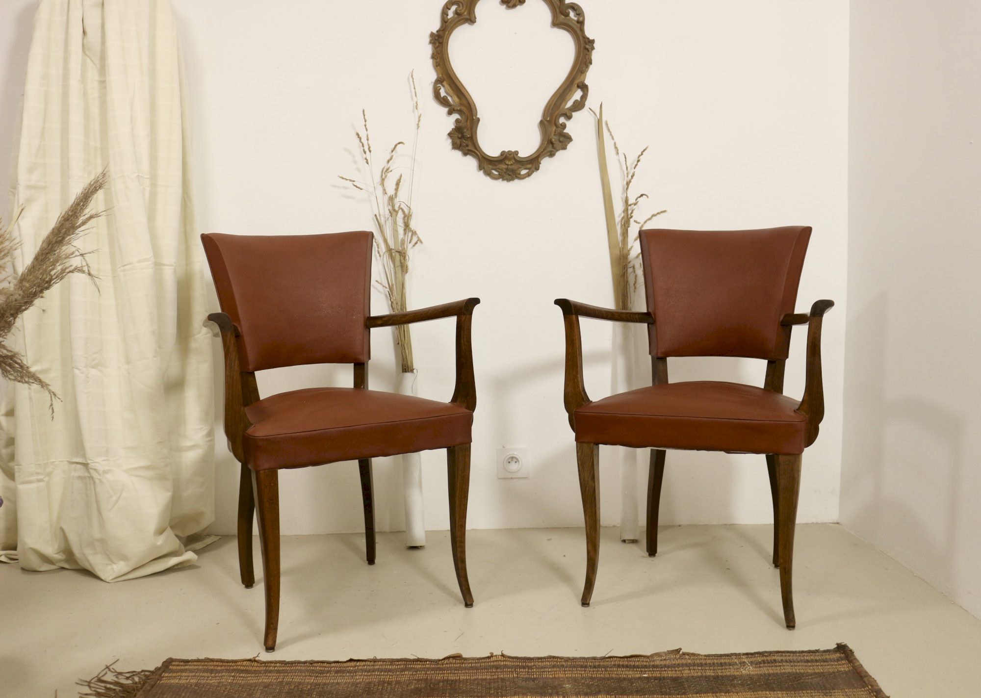Fauteuil Vintage Simili Cuir Bordeaux - Années 60 - Siège Confortable - Occasion