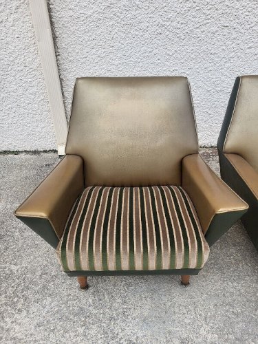 PAIRE DE FAUTEUILS DESIGN RECK A BILLY PAR MEDAL BELGIUM 1950 EN SKYL