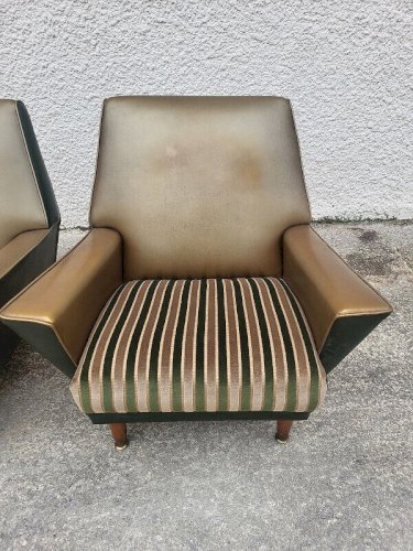PAIRE DE FAUTEUILS DESIGN RECK A BILLY PAR MEDAL BELGIUM 1950 EN SKYL
