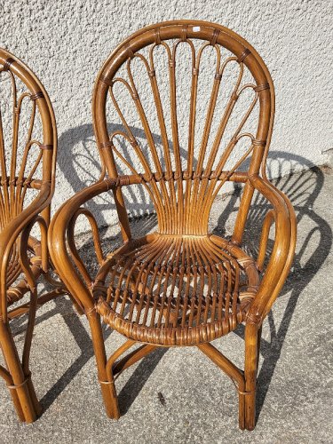PAIRE DE FAUTEUILS EN ROTIN 1960-1970