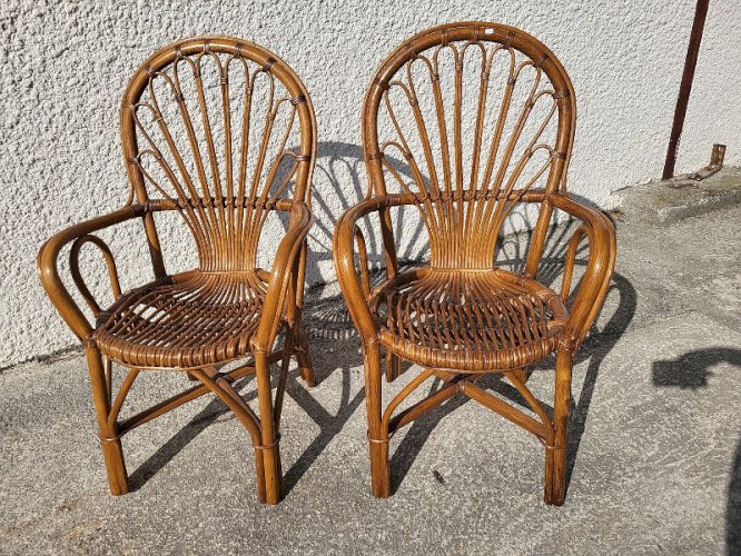 PAIRE DE FAUTEUILS EN ROTIN 1960-1970