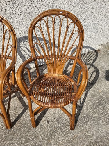 PAIRE DE FAUTEUILS EN ROTIN 1960-1970