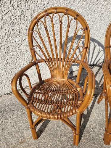 PAIRE DE FAUTEUILS EN ROTIN 1960-1970