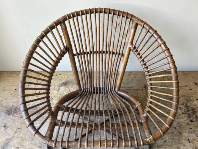 Paire de fauteuils en rotin, années 60