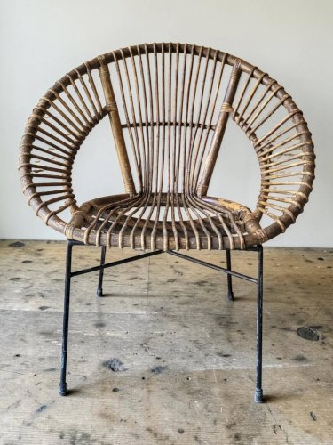 Paire de fauteuils en rotin, années 60