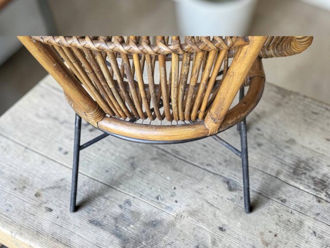 Paire de fauteuils en rotin, années 60