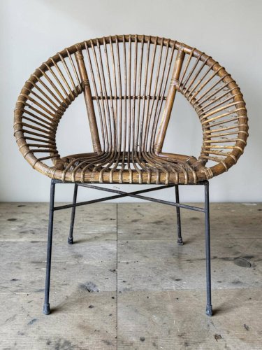 Paire de fauteuils en rotin, années 60