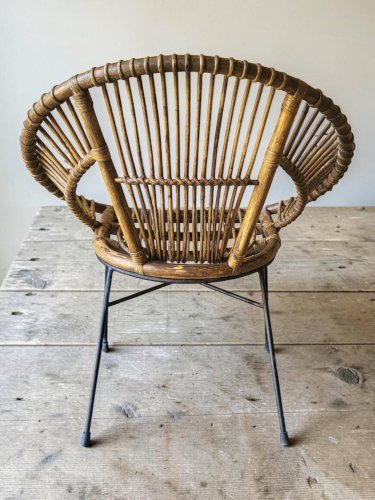 Paire de fauteuils en rotin, années 60