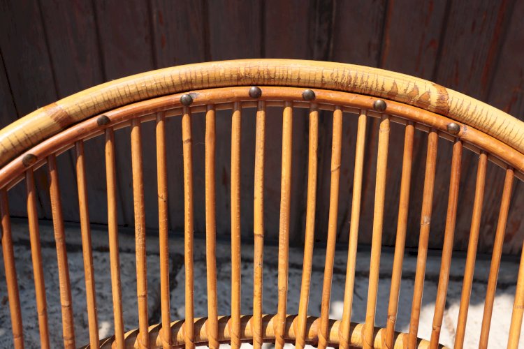 Paire de fauteuils en rotin par Audoux Minet 1950