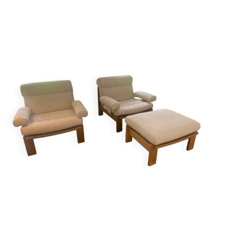 Paire de fauteuils et ottoman Rolf Benz, Allemagne, années 1980