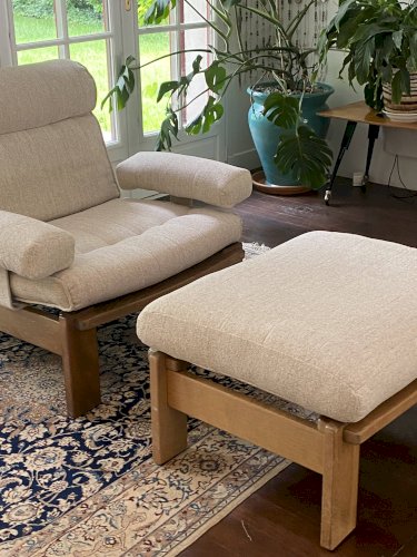 Paire de fauteuils et ottoman Rolf Benz, Allemagne, années 1980