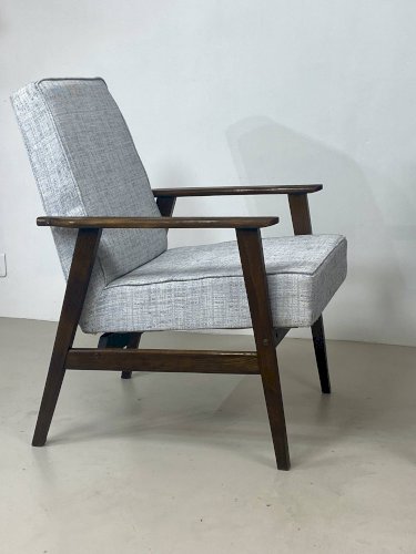 Paire de fauteuils Henryk Lis 300-190 année 70 tissu gris bleu chiné Ref :