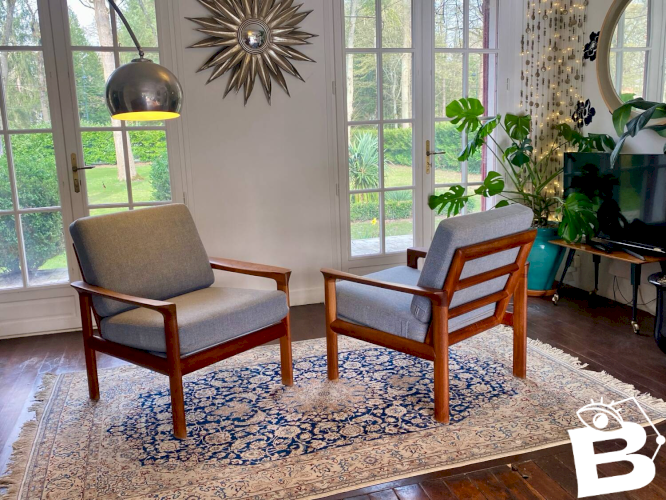 Paire de fauteuils Komdort  danois en teck – Années 1960