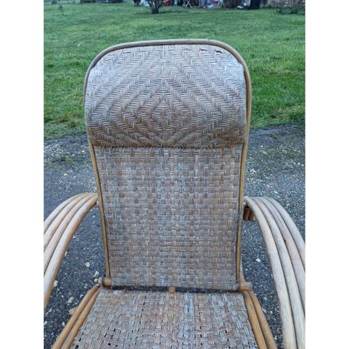 Paire de Fauteuils Transat en Rotin Colonial