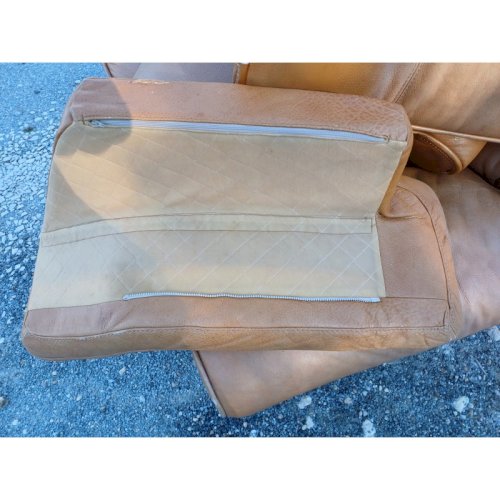 Paire de Fauteuils Vintage en Skai Marron Clair