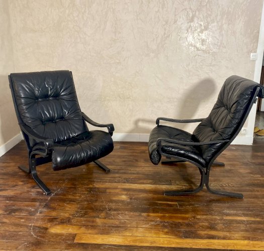 Paire de fauteuils vintage Westnofa Siesta par Ingmar Relling 1960.