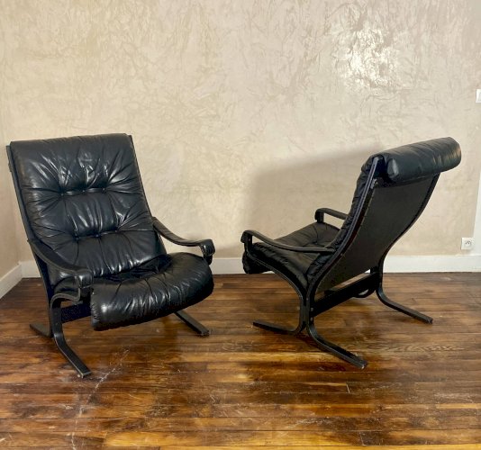 Paire de fauteuils vintage Westnofa Siesta par Ingmar Relling 1960.