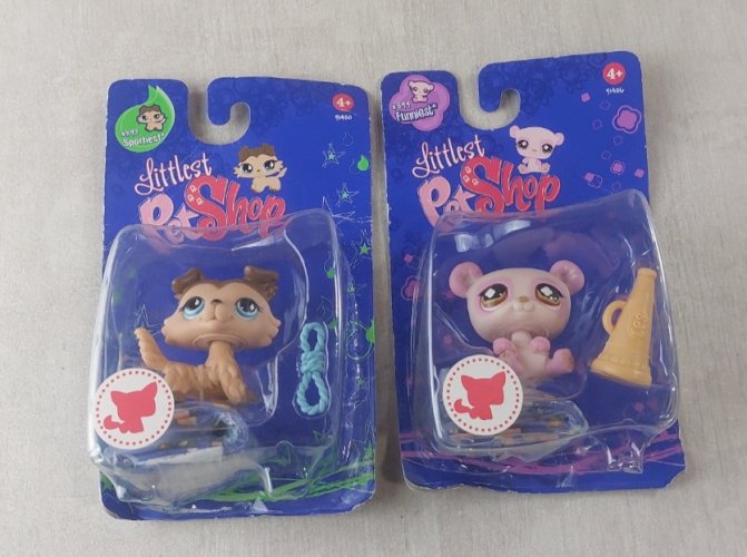 Paire de figurines Littlest Petshop, chien Colley + Panda, 893 + 899, Hasbro ^