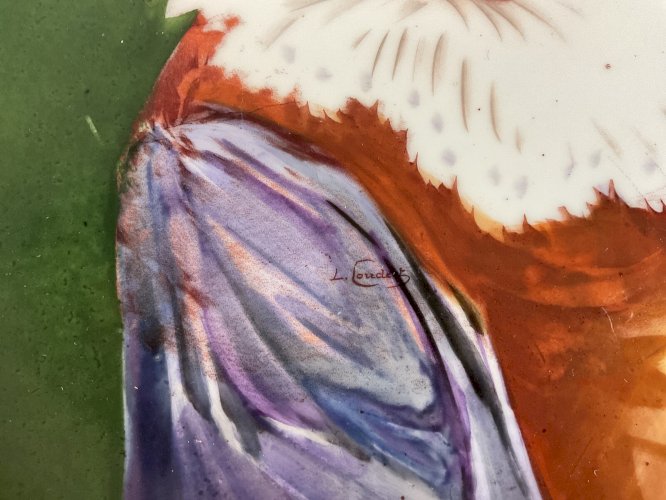 Paire de grand plat  CORONET LIMOGES Signed L Coudert CAVALIER Portrait