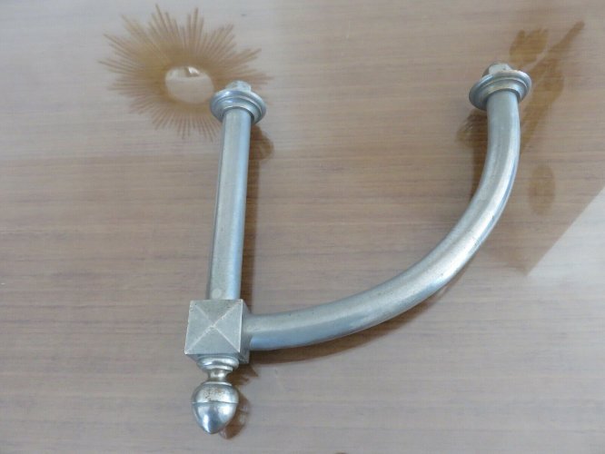 PAIRE DE GRANDES POIGNEES DE PORTE DE MAGASIN ART DECO EN BRONZE NICKELE 1920 30