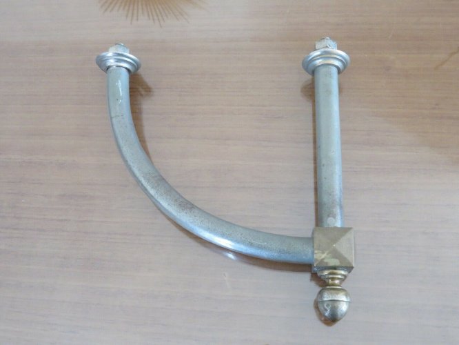 PAIRE DE GRANDES POIGNEES DE PORTE DE MAGASIN ART DECO EN BRONZE NICKELE 1920 30