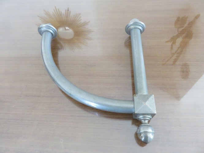 PAIRE DE GRANDES POIGNEES DE PORTE DE MAGASIN ART DECO EN BRONZE NICKELE 1920 30