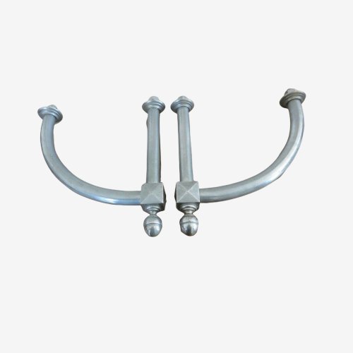 PAIRE DE GRANDES POIGNEES DE PORTE DE MAGASIN ART DECO EN BRONZE NICKELE 1920 30