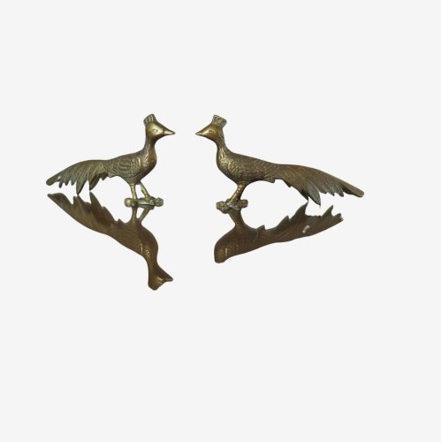 PAIRE DE GRANDS PAONS PEACOCK EN LAITON ANNEES 60 70 VINTAGE