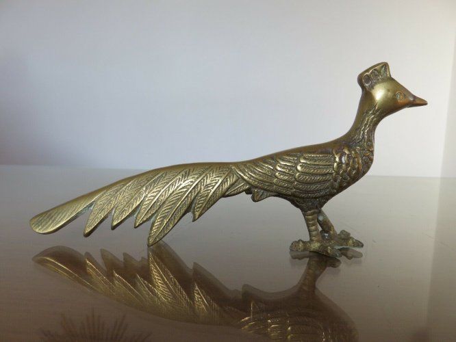 PAIRE DE GRANDS PAONS PEACOCK EN LAITON ANNEES 60 70 VINTAGE
