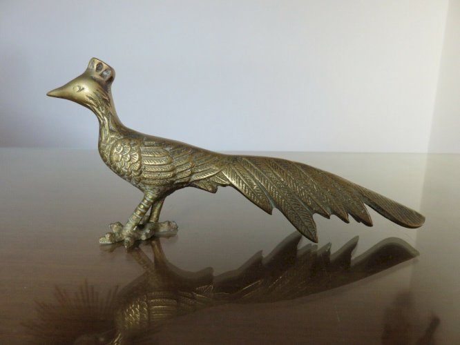 PAIRE DE GRANDS PAONS PEACOCK EN LAITON ANNEES 60 70 VINTAGE