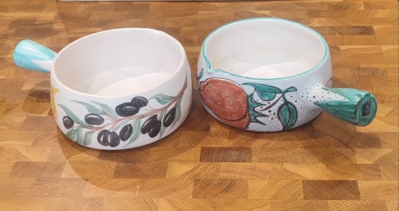 Pair of large Vallauris ceramic pans