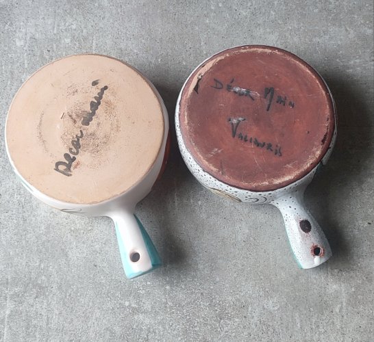 Paire de gros Poêlons en céramique Vallauris