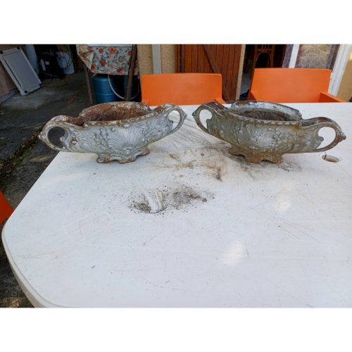 Paire de Jardinières en Fonte 1900 de Charleville - Mézières Style Rocaille