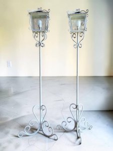 Pair of wrought iron floor lamps