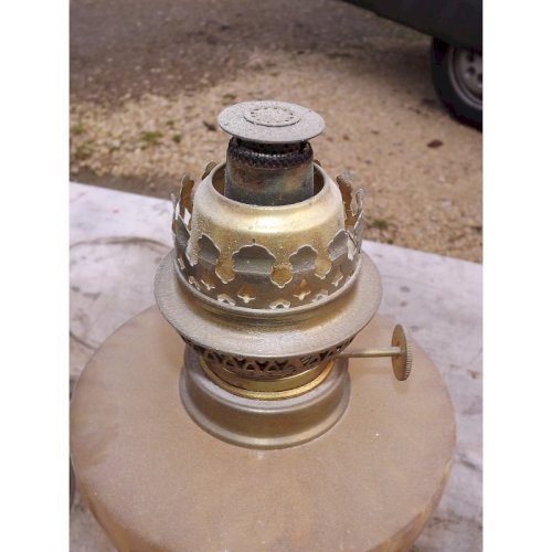 Paire de Lampes à Pétrole laiton et verre