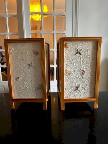 Paire de lampes en fleurs séchées, 1970