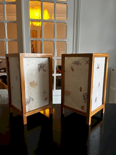 Paire de lampes en fleurs séchées, 1970