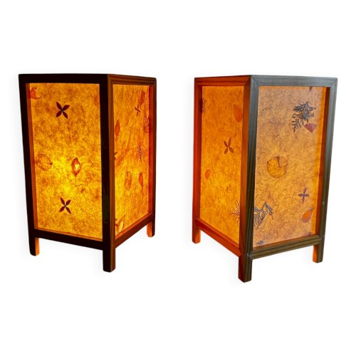 Paire de lampes en fleurs séchées, 1970