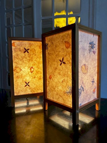 Paire de lampes en fleurs séchées, 1970