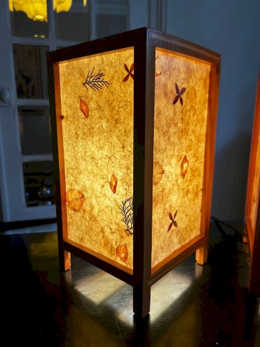 Paire de lampes en fleurs séchées, 1970